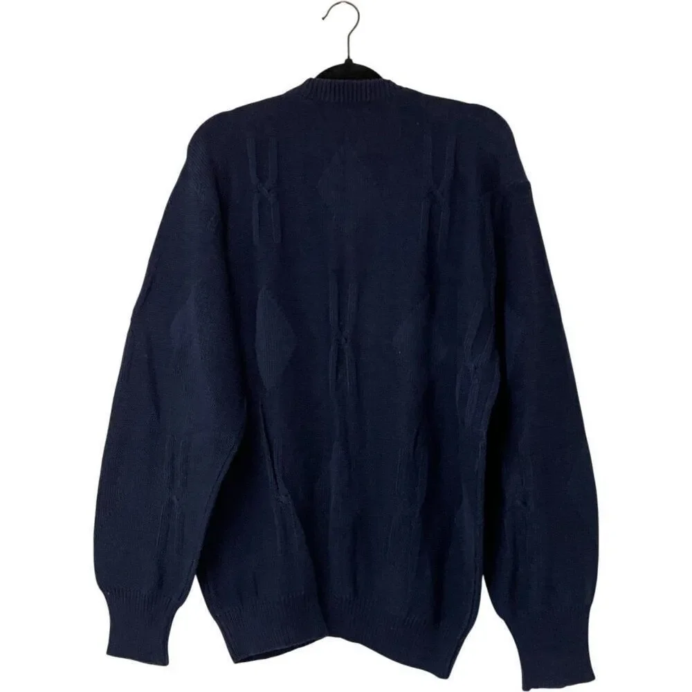 Vintage Gucci Mens Sweater IT 50 US L Navy Blue Oversized Knit Cardigan 90s